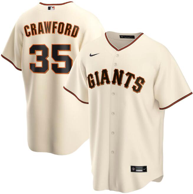 Men's San Francisco Giants #35 Brandon Crawford Cream MLB Cool Base Stitched Jersey
