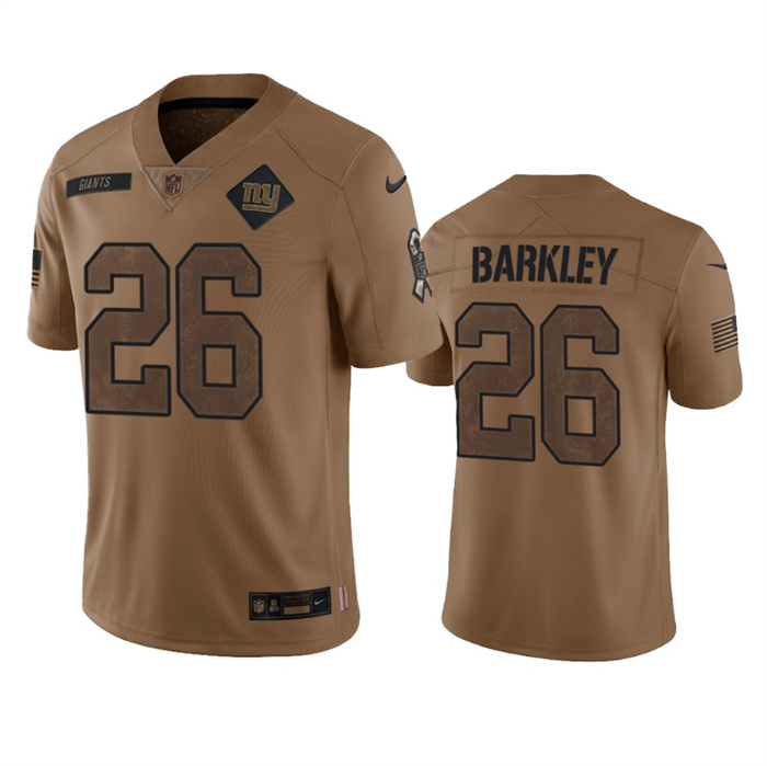 Men's New York Giants #26 Saquon Barkley 2023 Brown Salute To Service Vapor Untouchable Limited Stitched Jersey