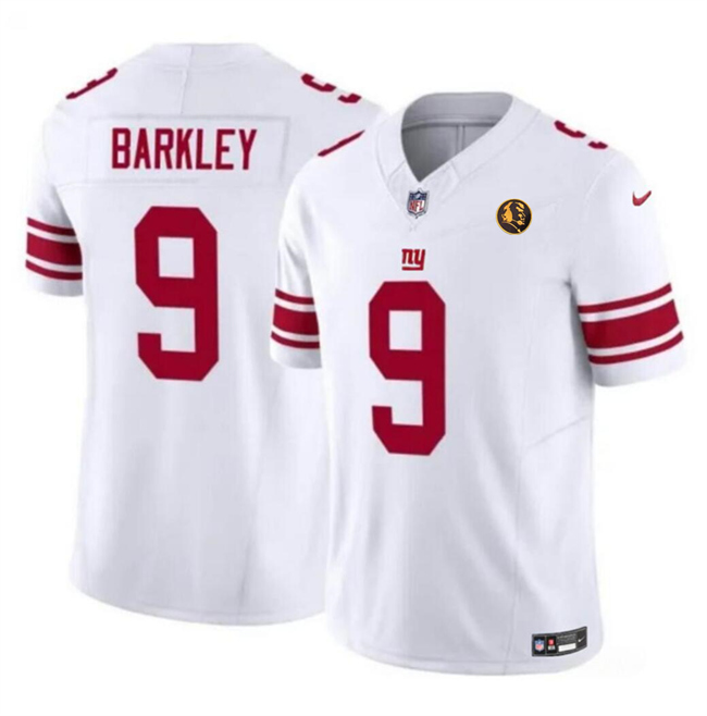 Men's New York Giants #9 Matt Barkley White 2023 F.U.S.E. With John Madden Patch Vapor Limited Stitched Football Jersey