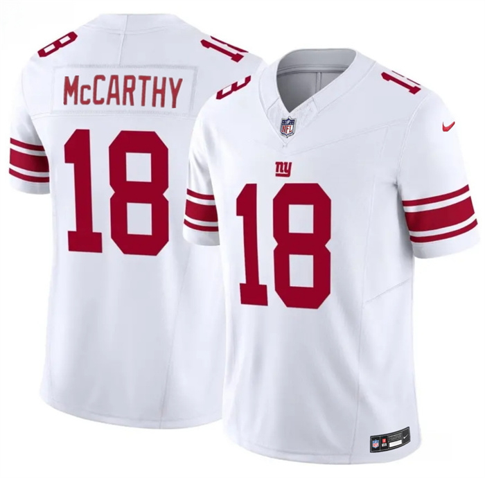 Men's New York Giants #18 J.J. McCarthy White 2026 F.U.S.E. Vapor Untouchable Limited Stitched Jersey