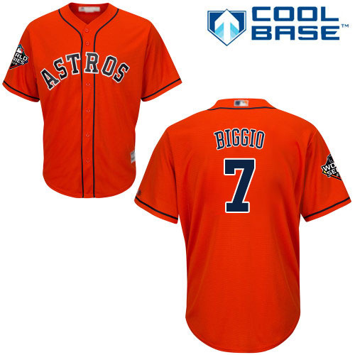 Astros #7 Craig Biggio Orange New Cool Base 2019 World Series Bound Stitched MLB Jersey