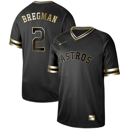 Nike Astros #2 Alex Bregman Black Gold Authentic Stitched MLB Jersey