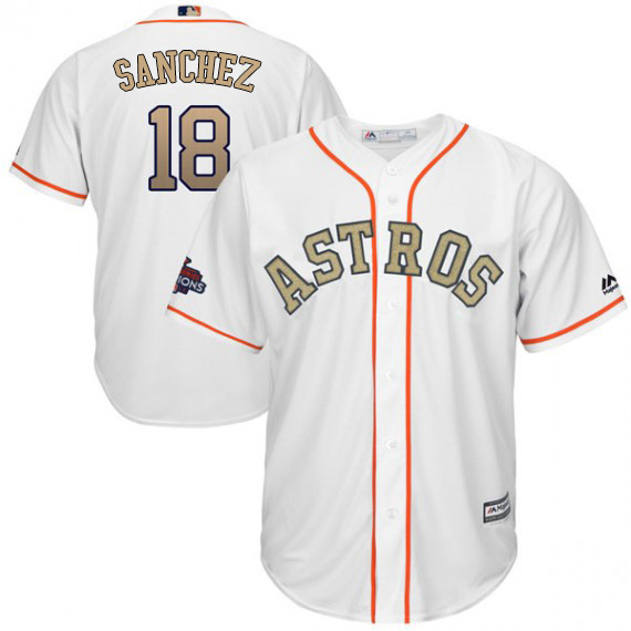 Astros #18 Aaron Sanchez White 2018 Gold Program Cool Base Stitched MLB Jersey