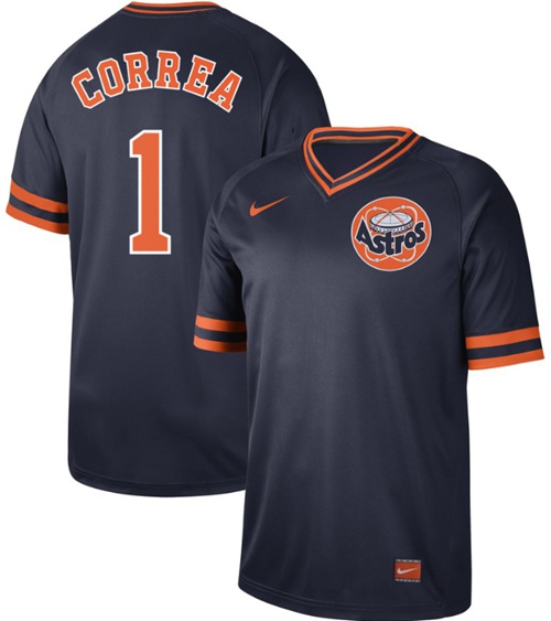 Nike Astros #1 Carlos Correa Navy Authentic Cooperstown Collection Stitched MLB Jersey