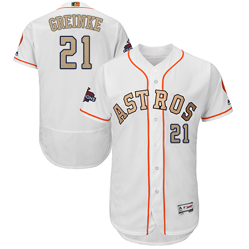 Astros #21 Zack Greinke White FlexBase Authentic 2018 Gold Program Cool Base Stitched MLB Jersey