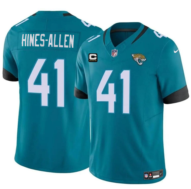 Men's Jacksonville Jaguars #41 Josh Hines-Allen 2024 Teal With 4-Star C Patch Vapor Untouchable Limited Stitched Jersey