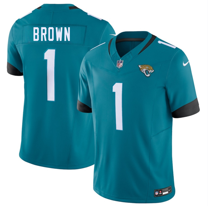 Men's Jacksonville Jaguars #1 Montaric Brown Teal 2026 F.U.S.E. Vapor Untouchable Limited Stitched Jersey
