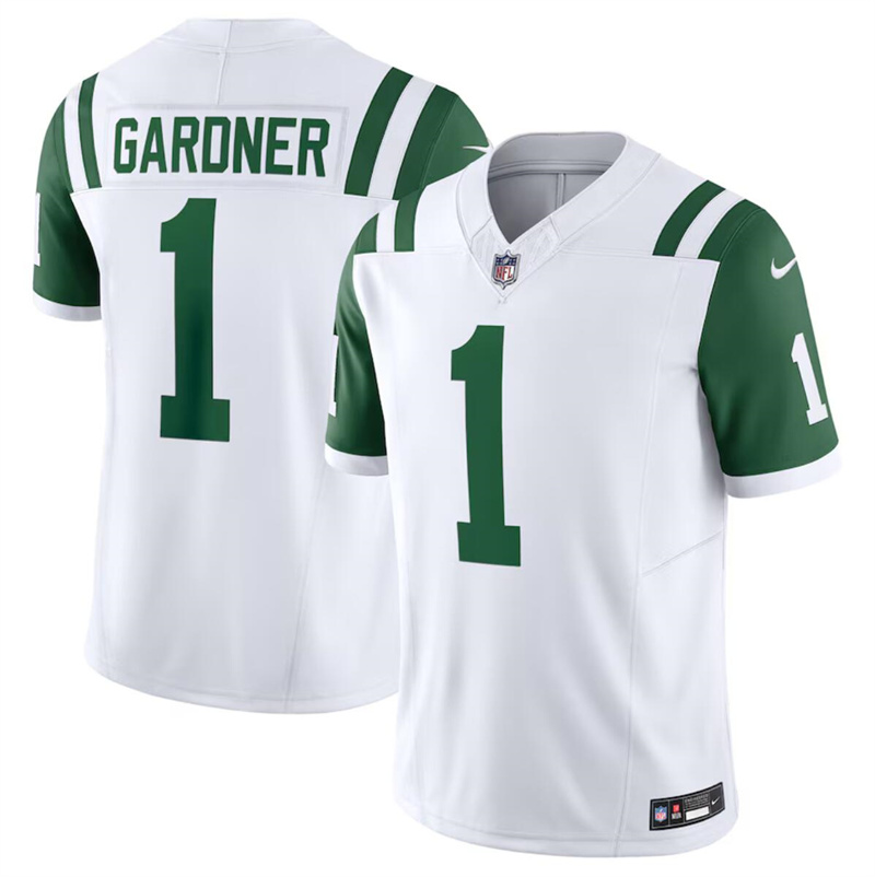 Men's New York Jets #1 Ahmad Sauce White Classic Alternate Vapor F.U.S.E. Limited Stitched Football Jersey