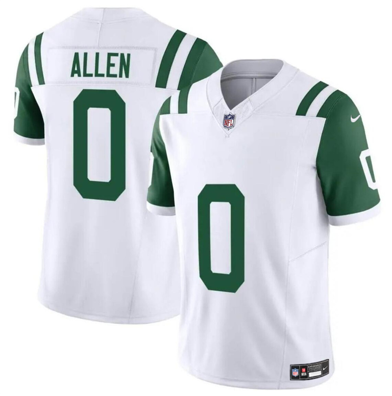 Men's New York Jets #0 Braelon Allen White Classic Alternate Vapor F.U.S.E. Limited Stitched Football Jersey