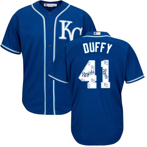 Royals #41 Danny Duffy Royal Blue Team Logo Fashion Stitched MLB Jersey