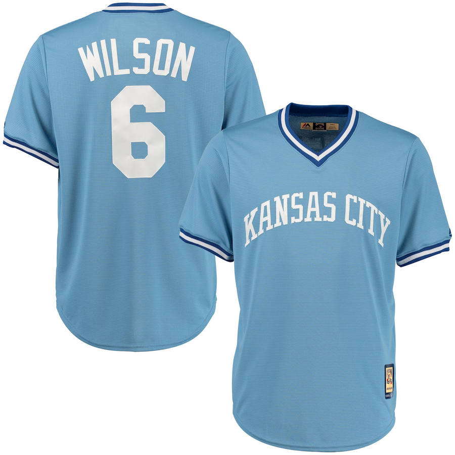 Kansas City Royals #6 Willie Wilson Majestic Cool Base Cooperstown Collection Player Jersey Blue