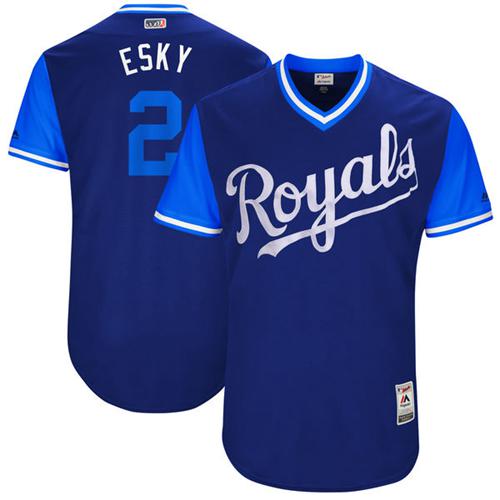 Royals #2 Alcides Escobar Navy "Esky" Players Weekend Authentic Stitched MLB Jersey