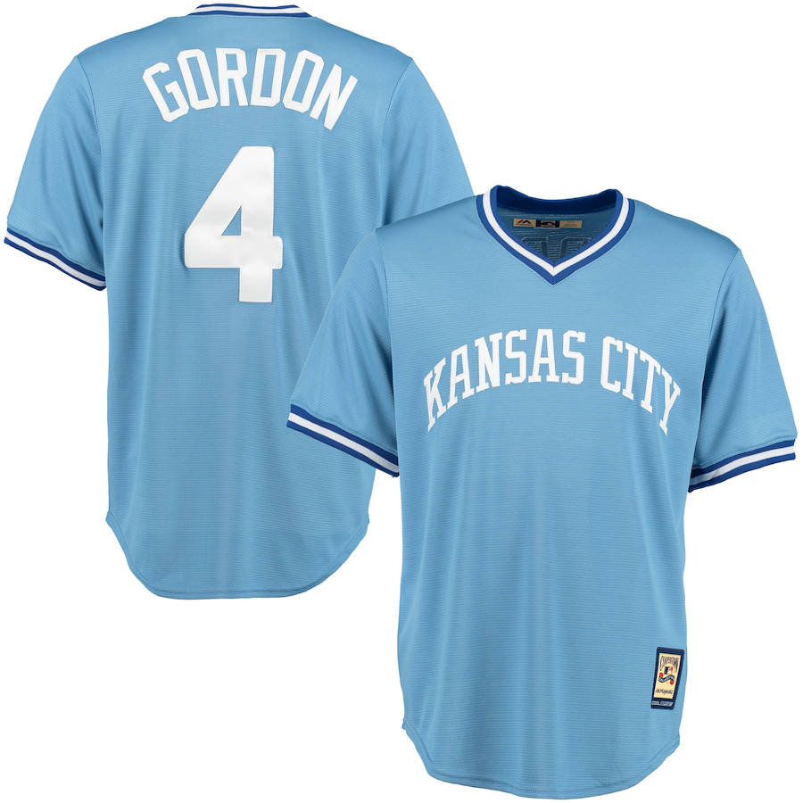 Kansas City Royals #4 Alex Gordon Majestic Cooperstown Collection Cool Base Player Jersey Blue