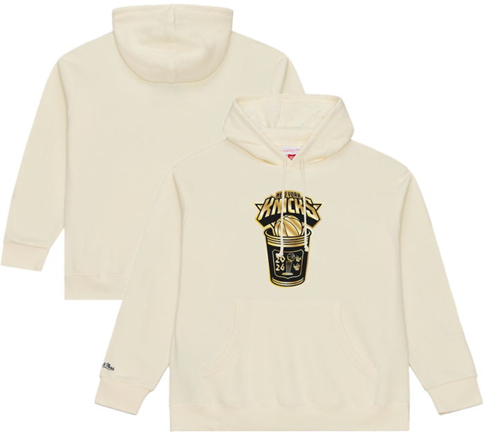 Men's New York Knicks Cream 2026 Finals Champions Gold Coffee Cup Hoodie Men's New York Knicks Cream 2026 Finals Champions Gold Coffee Cup Hoodie