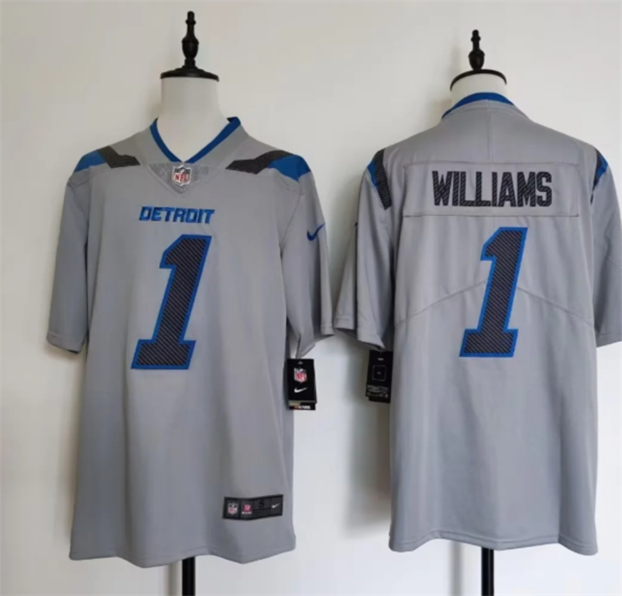 Men's Detroit Lions #1 Jameson Williams Silver 2026 Rivalries Collection Limited Stitched Football Jersey