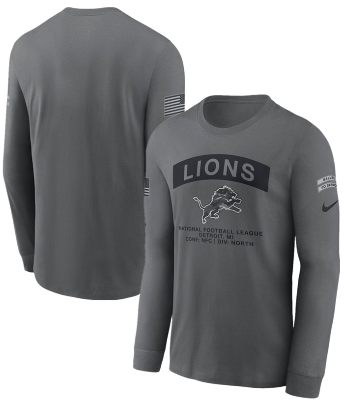 Men's Detroit Lions Gray 2026 Salute to Service Long Sleeve T-Shirt