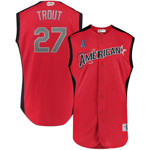 Angels of Anaheim #27 Mike Trout Red 2019 All-Star American League Stitched MLB Jersey