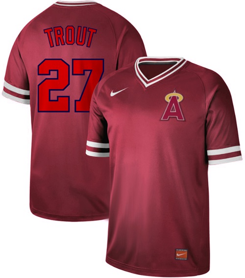 Nike Angels of Anaheim #27 Mike Trout Red Authentic Cooperstown Collection Stitched MLB Jersey