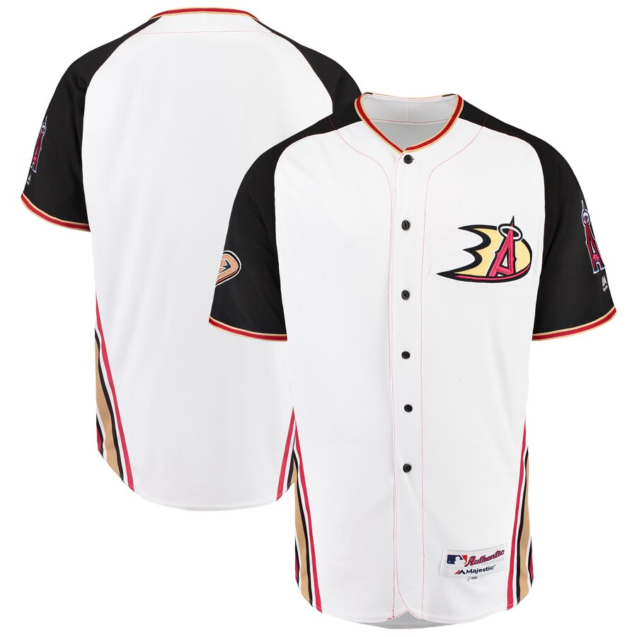 Los Angeles Angels Majestic 2019 Anaheim Ducks Crossover Flex Base Authentic Jersey White