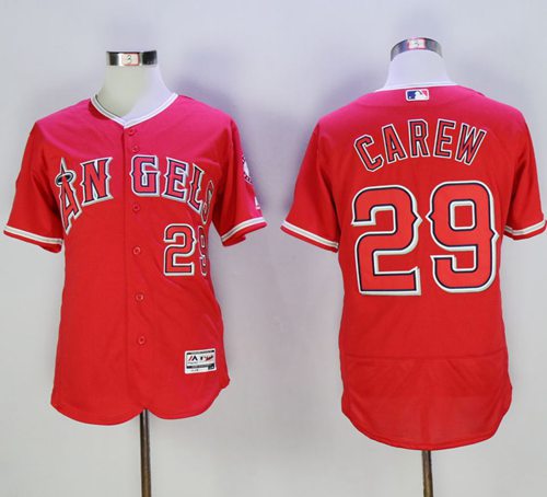 Angels of Anaheim #29 Rod Carew Red Flexbase Authentic Collection Stitched MLB Jersey