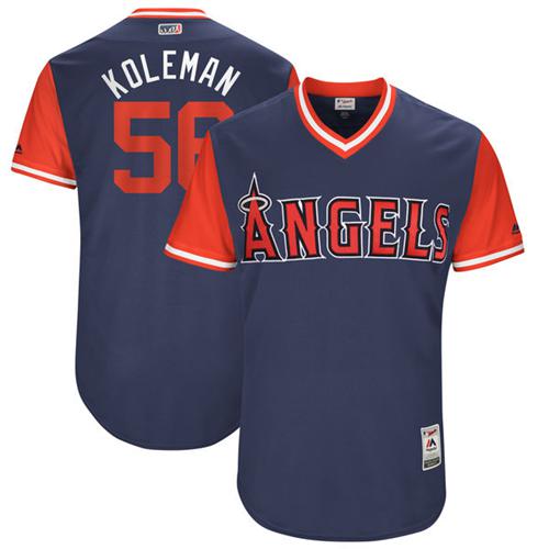 Angels of Anaheim #56 Kole Calhoun Navy "Koleman" Players Weekend Authentic Stitched MLB Jersey