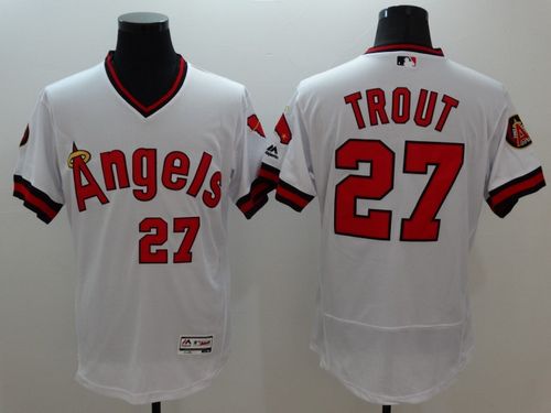 Angels of Anaheim #27 Mike Trout White Flexbase Authentic Collection Cooperstown Stitched MLB Jersey