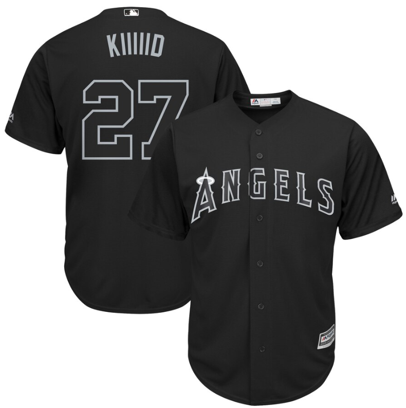 Angels of Anaheim #27 Mike Trout Black "Kiiiiid" Players Weekend Cool Base Stitched MLB Jersey