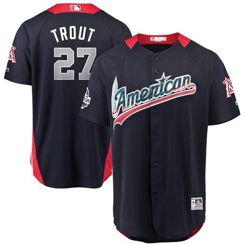 Angels of Anaheim #27 Mike Trout Navy Blue 2018 All-Star American League Stitched MLB Jersey