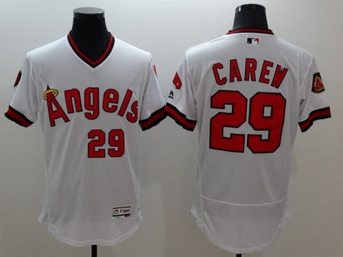 Angels of Anaheim #29 Rod Carew White Flexbase Authentic Collection Cooperstown Stitched MLB Jersey