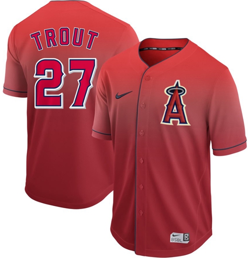 Nike Angels of Anaheim #27 Mike Trout Red Fade Authentic Stitched MLB Jersey