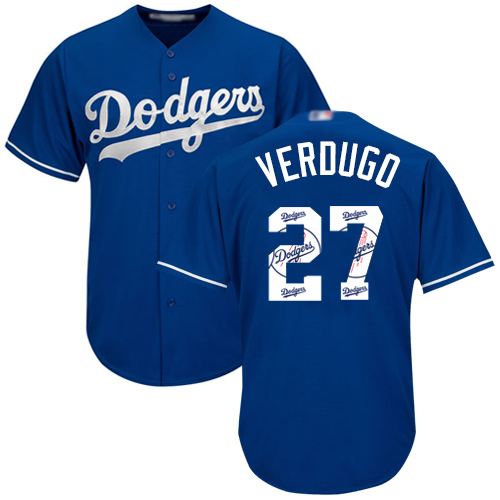 Dodgers #27 Alex Verdugo Blue Team Logo Fashion Stitched MLB Jersey