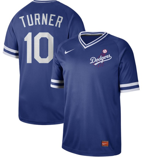 Nike Dodgers #10 Justin Turner Royal Authentic Cooperstown Collection Stitched MLB Jersey