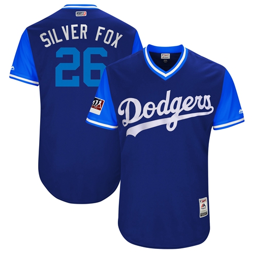 Dodgers #26 Chase Utley Royal "Silver Fox" Players Weekend Authentic Stitched MLB Jersey
