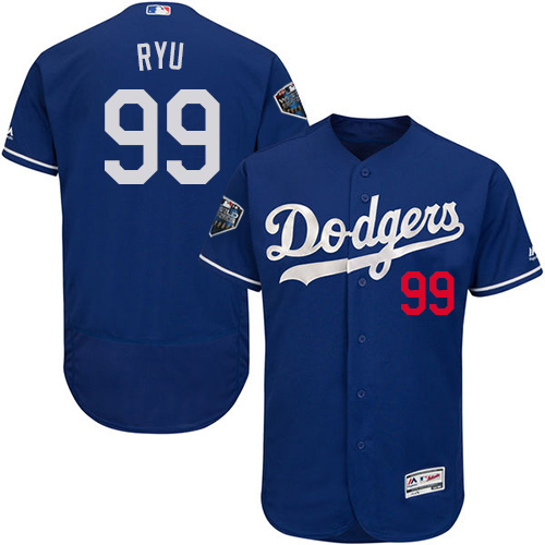 Dodgers #99 Hyun-Jin Ryu Blue Flexbase Authentic Collection 2018 World Series Stitched MLB Jersey
