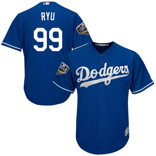 Dodgers #99 Hyun-Jin Ryu Blue New Cool Base 2018 World Series Stitched MLB Jersey