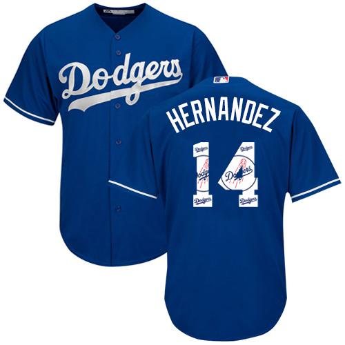 Dodgers #14 Enrique Hernandez Blue Team Logo Fashion Stitched MLB Jersey