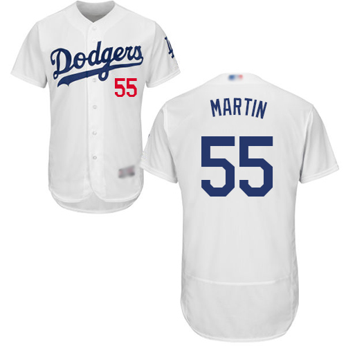 Dodgers #55 Russell Martin White Flexbase Authentic Collection Stitched MLB Jersey