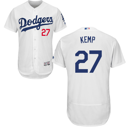 Dodgers #27 Matt Kemp White Flexbase Authentic Collection Stitched MLB Jersey