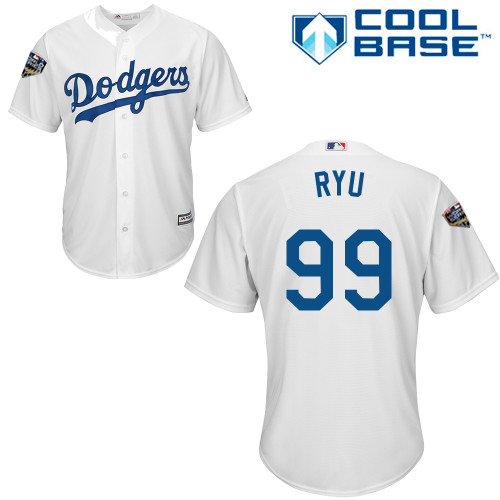 Dodgers #99 Hyun-Jin Ryu White New Cool Base 2018 World Series Stitched MLB Jersey