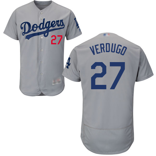 Dodgers #27 Alex Verdugo Grey Flexbase Authentic Collection Stitched MLB Jersey