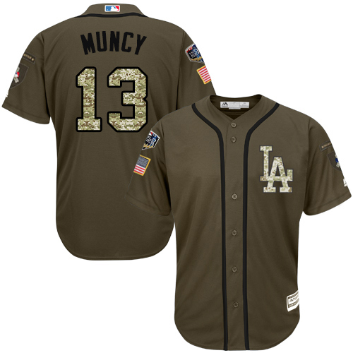 Dodgers #13 Max Muncy Green Salute to Service Stitched MLB Jersey