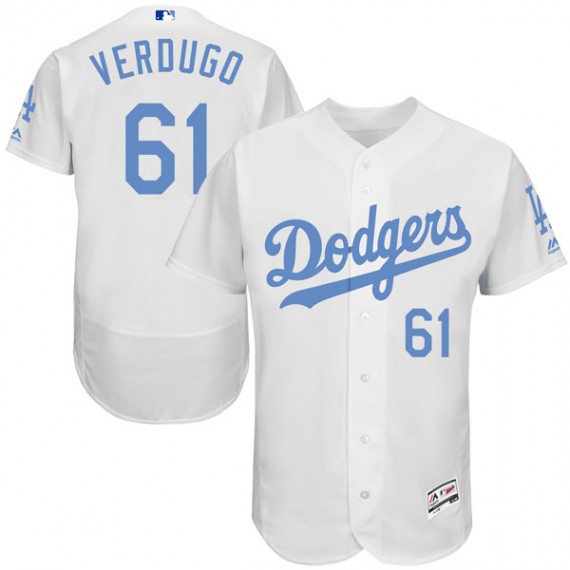 Dodgers #61 Alex Verdugo White Flexbase Authentic Collection Father's Day Stitched MLB Jersey