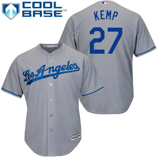 Dodgers #27 Matt Kemp Grey New Cool Base Stitched MLB Jersey
