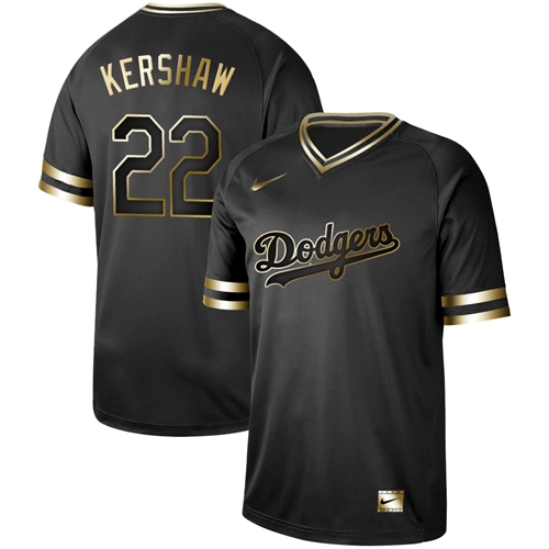 Nike Dodgers #22 Clayton Kershaw Black Gold Authentic Stitched MLB Jersey
