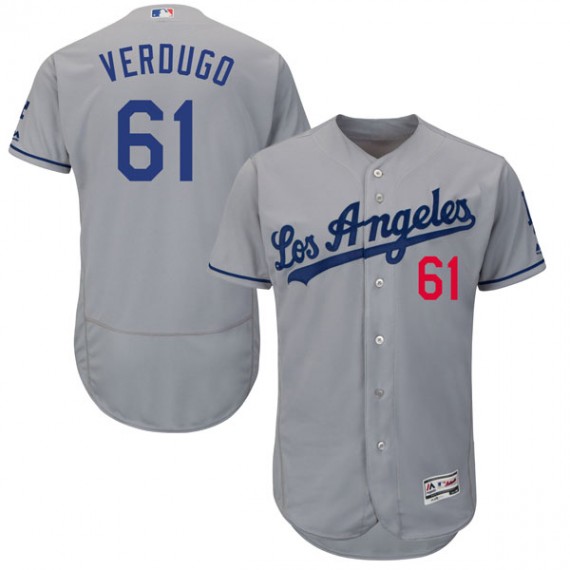 Dodgers #61 Alex Verdugo Grey Flexbase Authentic Collection Stitched MLB Jersey