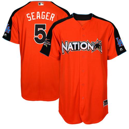 Dodgers #5 Corey Seager Orange 2017 All-Star National League Stitched MLB Jersey
