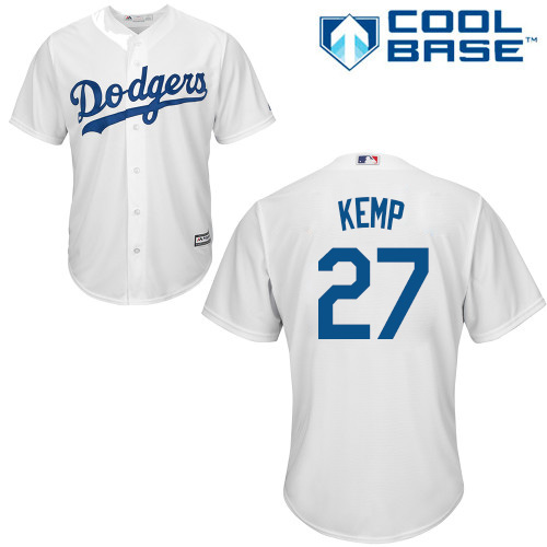 Dodgers #27 Matt Kemp White New Cool Base Stitched MLB Jersey