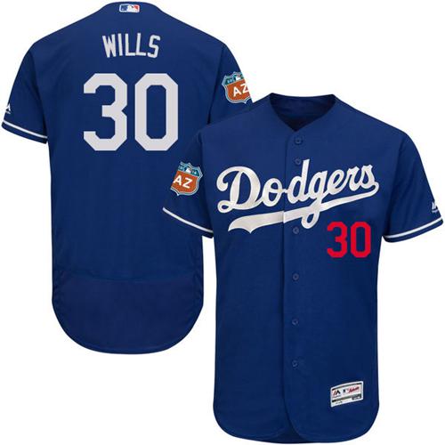 Dodgers #30 Maury Wills Blue Flexbase Authentic Collection Stitched MLB Jersey