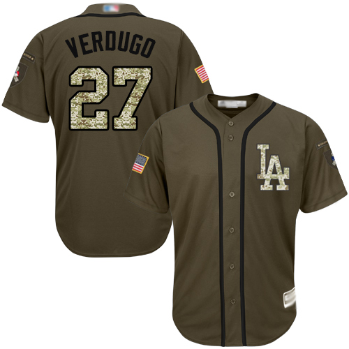Dodgers #27 Alex Verdugo Green Salute to Service Stitched MLB Jersey