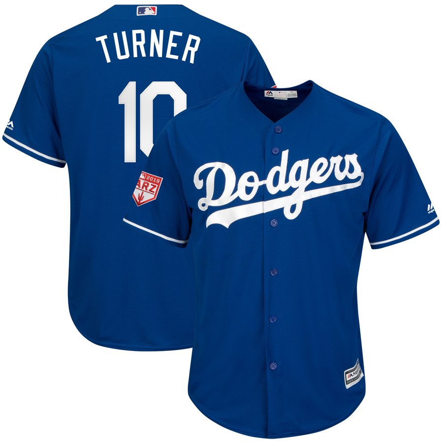 Dodgers #10 Justin Turner Royal 2019 Spring Training Cool Base Stitched MLB Jersey